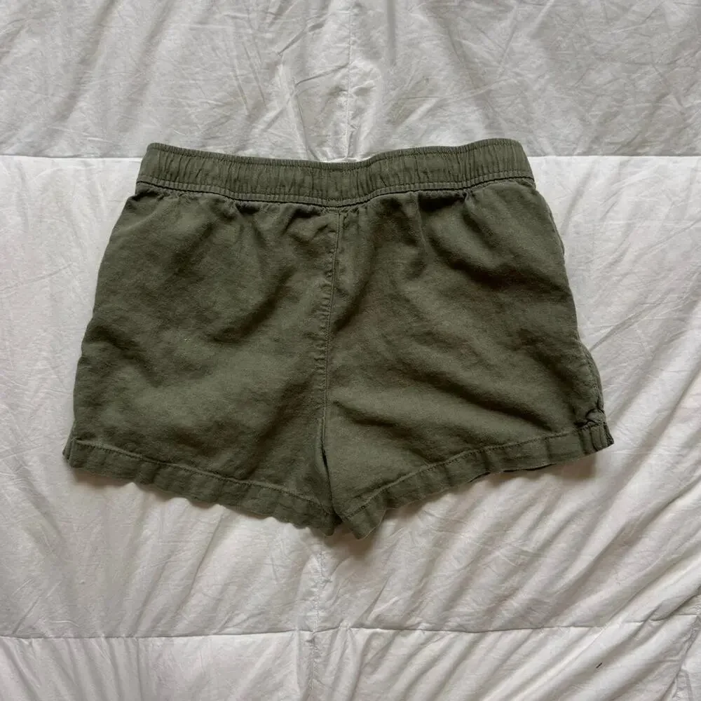 old navy Olive green linen shorts youth sz‎ XL 14 16 pockets lightweight elastic